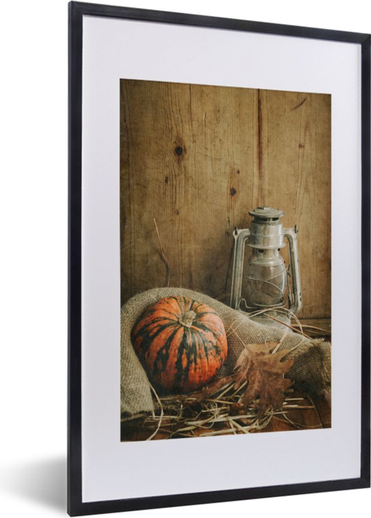 MuchoWow Gerahmtes Poster Stillleben - Herbst - Kürbis 40x60 cm - Poster mit Schwarzem Bilderrahmen Wandposter Rahmen Foto Bilder - Poster in Ra...