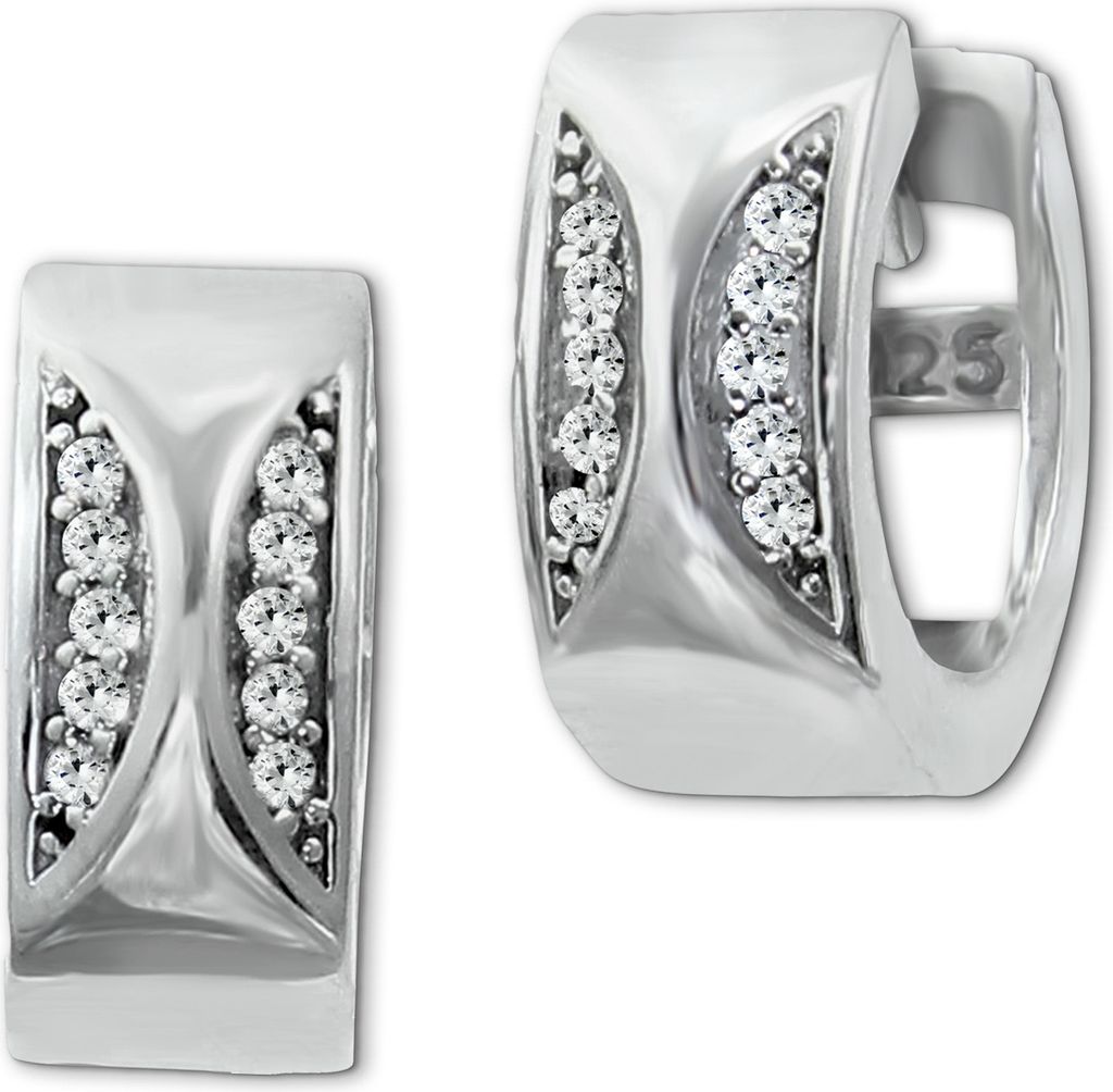 SilberDream Damen Ohrringe Moons Zirkonia weiß Creolen 925 Silber D2SDO4366W