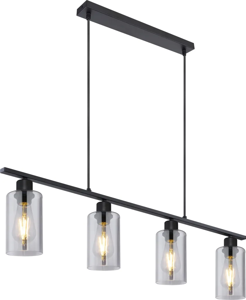 Lampadario Globo Nero Opaco 4 Luci E27 Design Minimal per Soggiorno