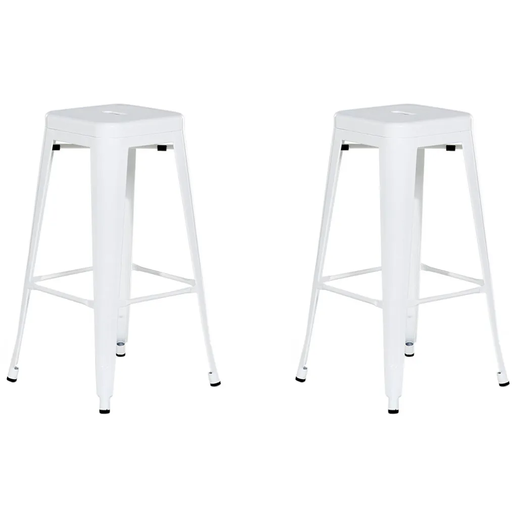 Tabourets de bar hauts 76 cm blancs CABRILLO style scandinave (Lot 2)