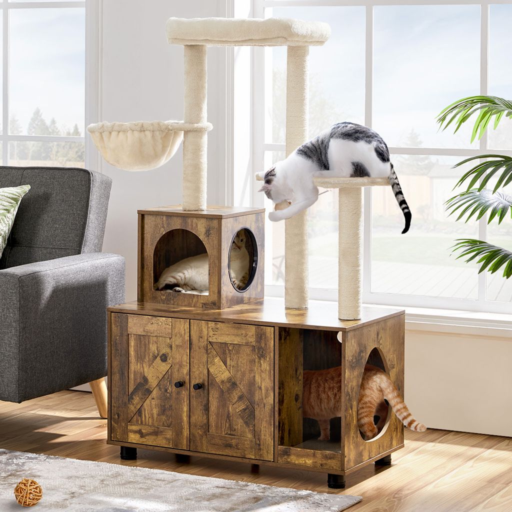Yaheetech Kratzbaum mit Katzenschrank für Katzenklo 135 cm Produktbild 2
