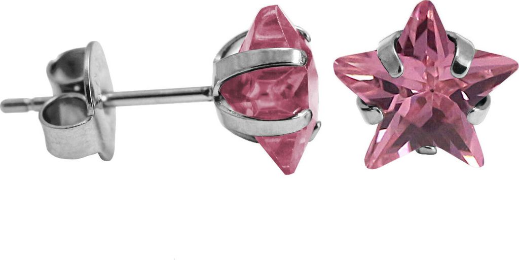 Ohrstecker Chirurgenstahl mit Stern in verschiedenen Farben und Größen Größe - 4 mm Farbe - Pink