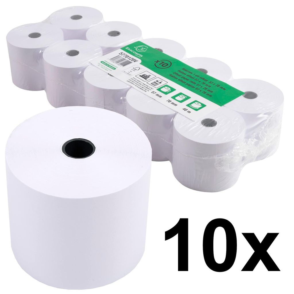 Exacompta Kassenrollen, 10er Pack, 57 mm x 40 m, extra-weiß Produktbild 