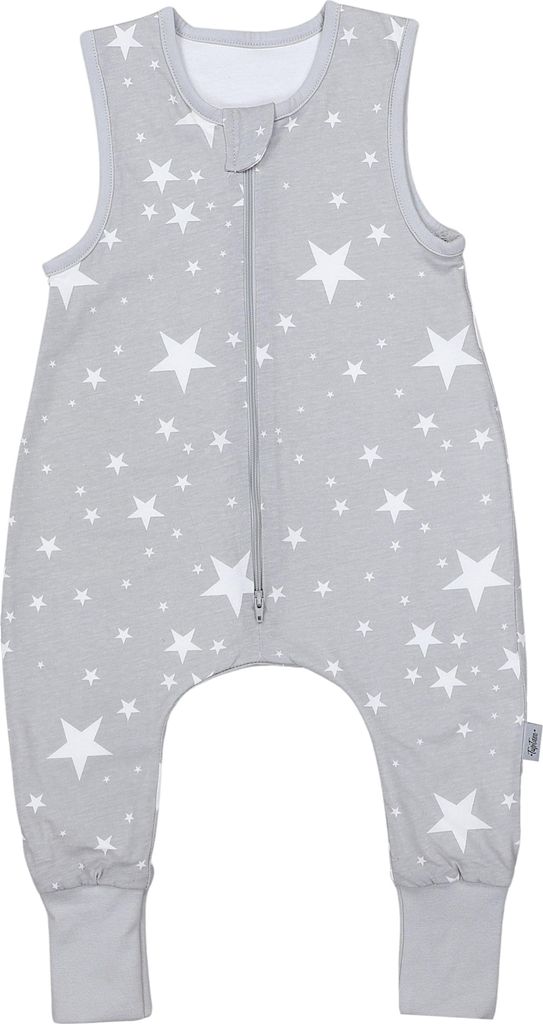TupTam Sommer Schlafsack mit Füßen 0.5 TOG e Materialien, Farbe: Weiße Sterne / Grau, Größe: 80-86