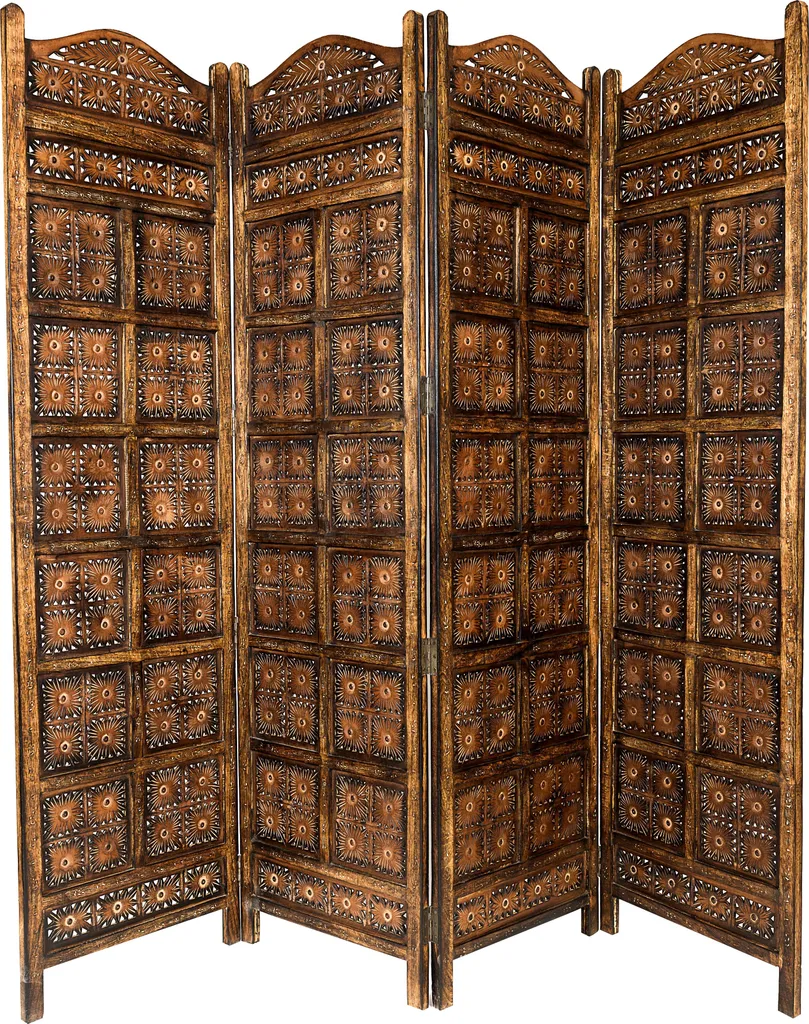 Paravent bois 180 cm haut Kamala séparation chambre et brise-vue balcon