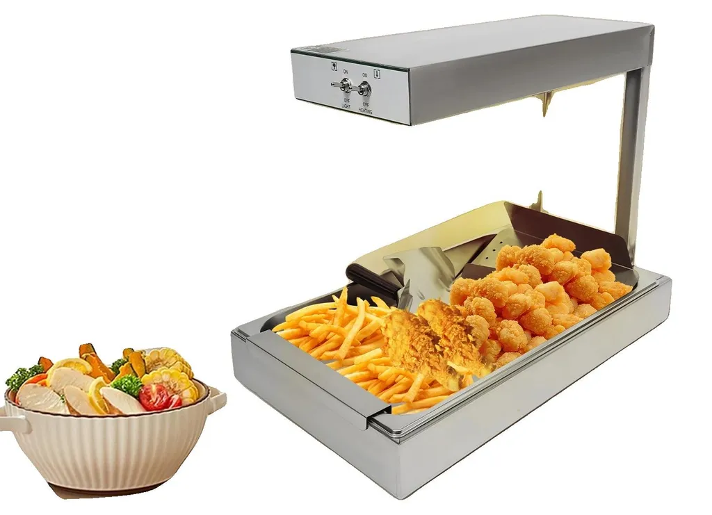 Chauffe-frites professionnel 750W inox avec bac de récupération