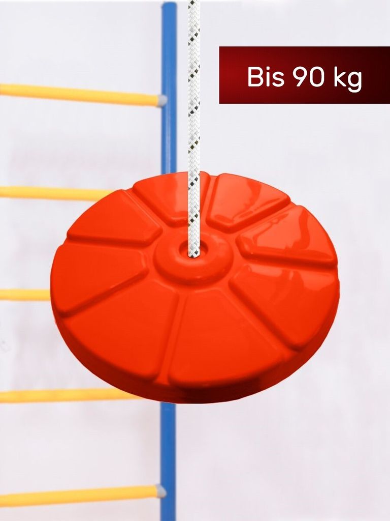Tellerschaukel aus Kunststoff 25 cm bis 90 kg mit verstellbarem Seil, Kinderschaukel, Kletterseil-Schaukel mit Scheibe