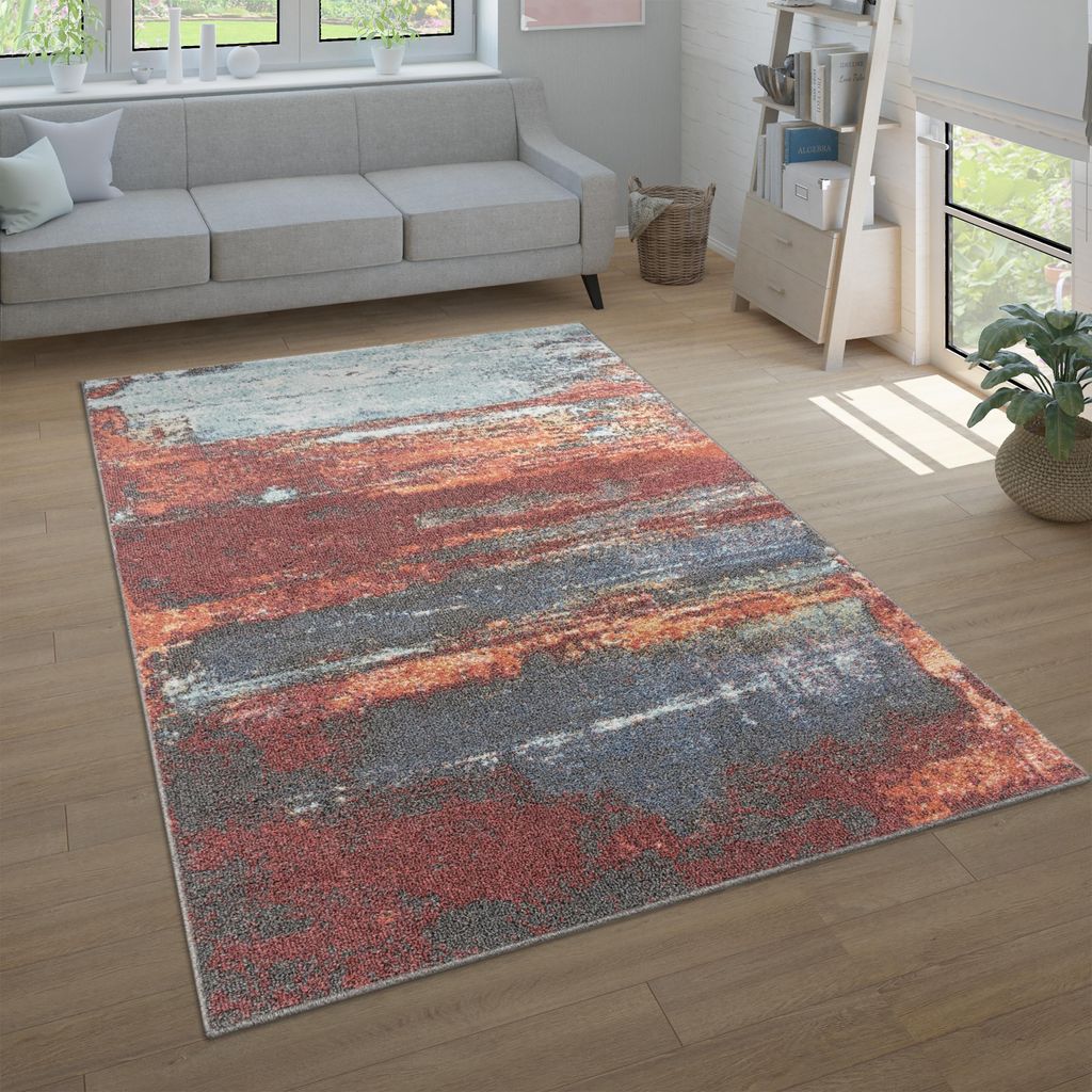 Paco Home Teppich Wohnzimmer Kurzflor Abstraktes Streifen Produktbild 