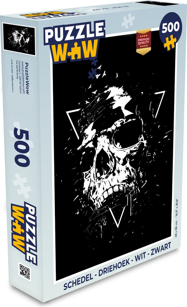 MuchoWow Puzzle 500 Teile Totenkopf - Dreieck - Weiß - Schwarz - Totenkopf - Denken - Spiel - Toy