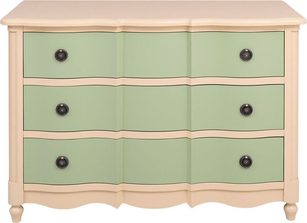 Casa Padrino Landhausstil Kommode mit 3 Schubladen Beige / Grün 130 cm - Landhausstil Möbel