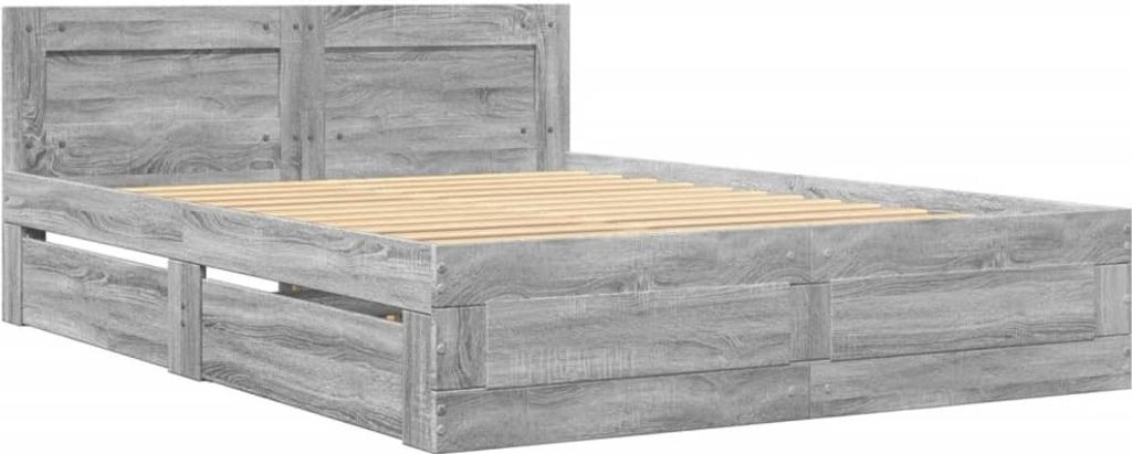 Bettgestell mit Kopfteil Grau Sonoma 120x190 cm Holzwerkstoff