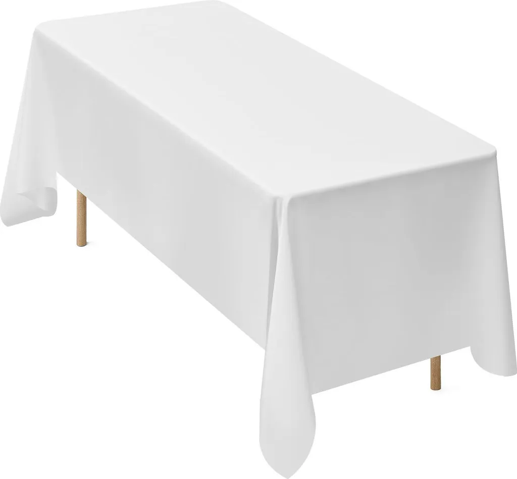 Teruntrue Confezione da 2 tovaglie quadrate bianche da 132 x 132 cm, copritavoli quadrati per feste per tavoli da 60-90cm, tovaglia in poliestere impermeabile e lavabile per matrimonio, buffet