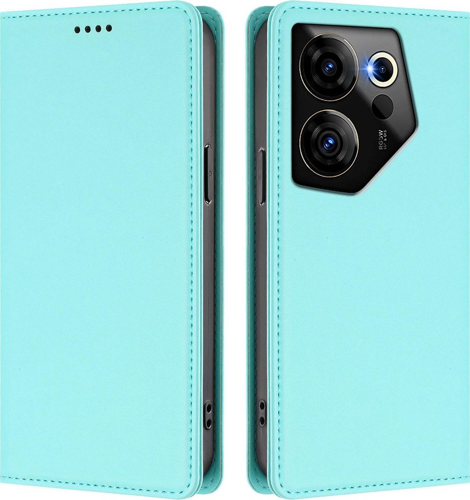 Handyhülle für Tecno Camon 20 Premier, Kunstleder Klapphülle Stoßfeste Magnetische Hülle mit Ständer Türkis