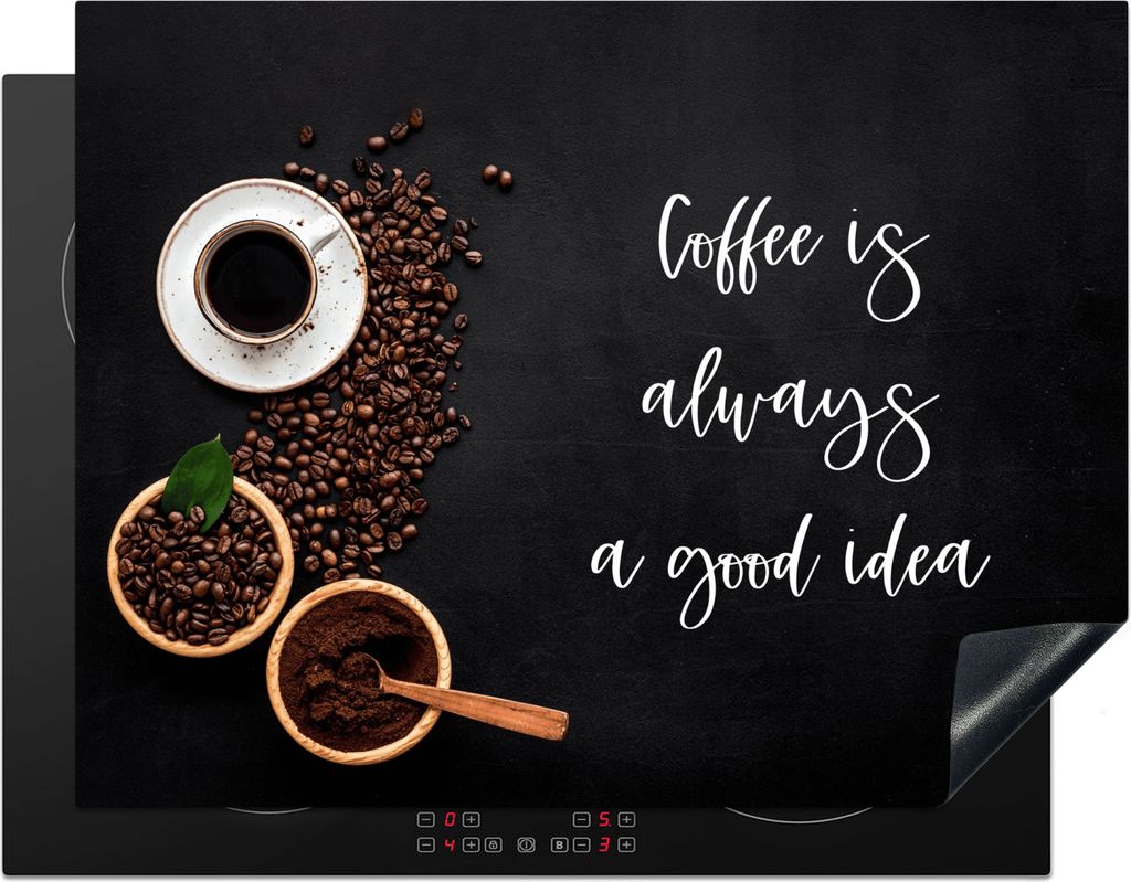 KitchenYeah Herdabdeckplatte Zitate - Sprichwörter - Kaffee ist immer eine gute Idee - Kaffee , 77x59cm, Küche Deko, Ceranfeld Herdabdeckung, A...