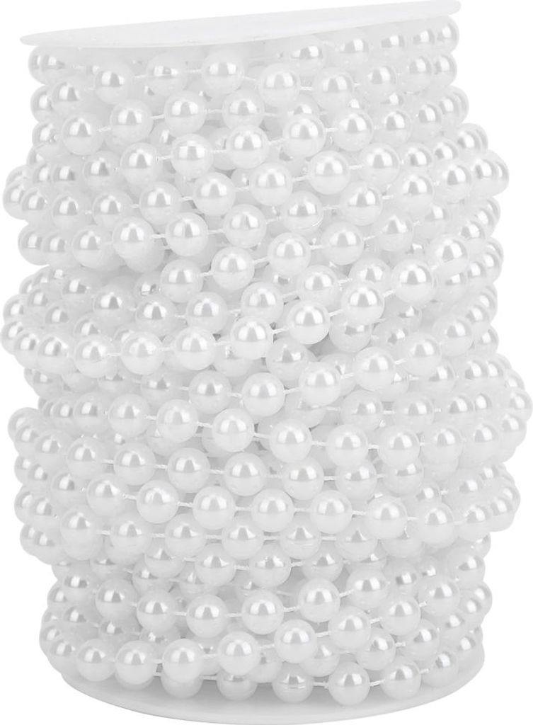 10 mm Perlenschnur, 20 m, ABS, künstliche Kleidung, Zubehör für DIY-Türen, Dekoration, Weiß