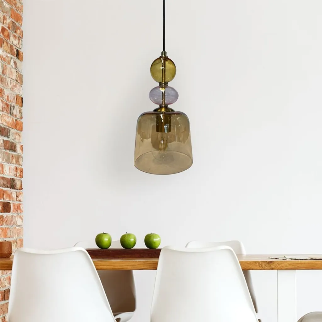 Lustre suspension en verre ambré design rétro chic Tropea 15W E27 - 8