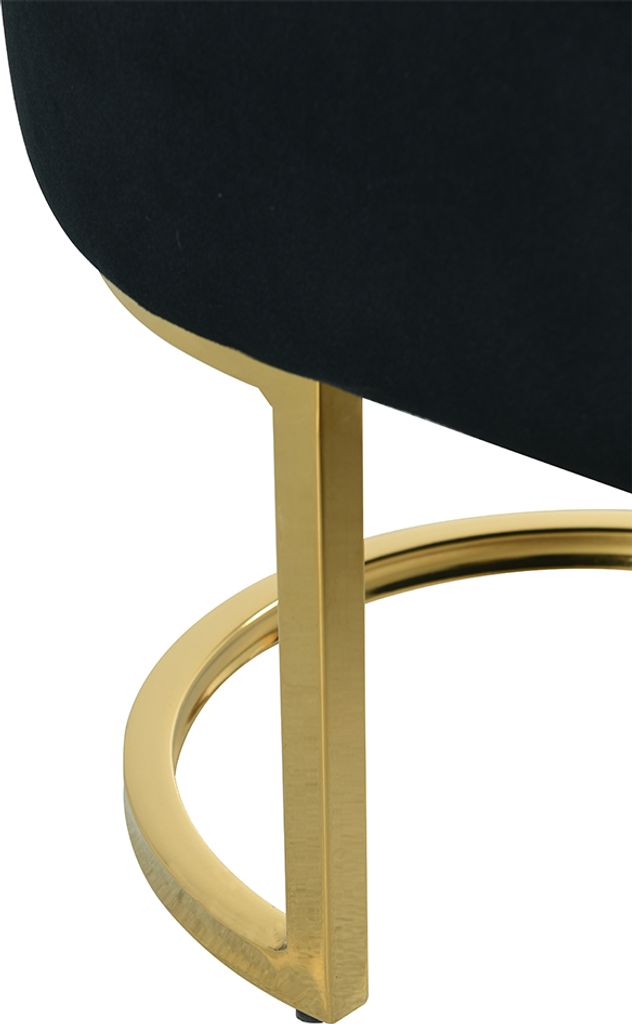 Yorkton Bank Samtstoff Schwarz - Stilvolle Sitzbank Mit Metallnieten