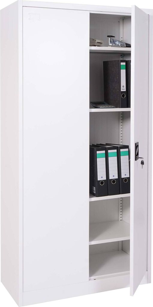 Aktenschrank HWC-H17, Stahlschrank Büroschrank Schrank, 2 Türen abschließbar Metall 185x90x40cm weiß