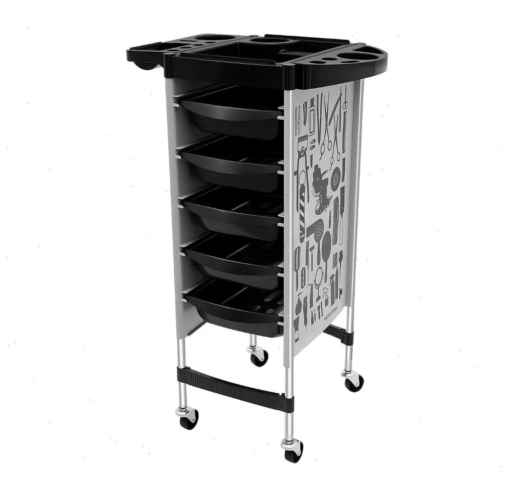 Chariot de coiffure structure métal 80kg - 5 tiroirs PP 36 x 90 cm