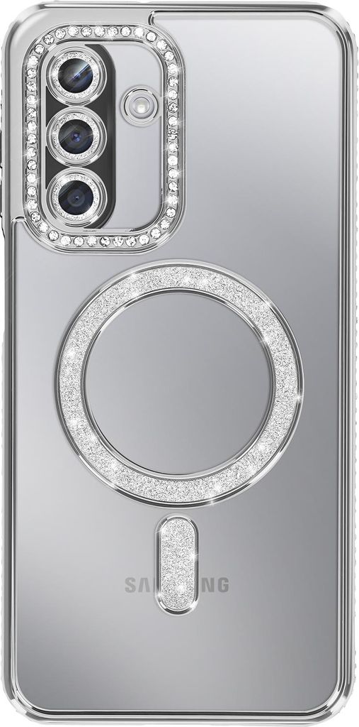 Avizar, Hülle Galaxy A17 MagSafe-kompatibel mit Strass-Rand, Silber