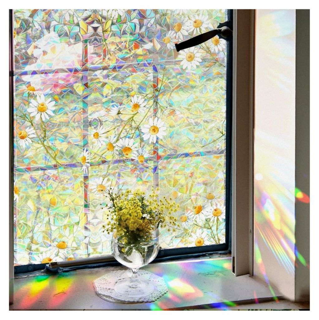 Sichtschutzfolie für Fenster, Dekofolie für Buntglasfenster, nicht klebend, blickdicht, 43 x 100 cm