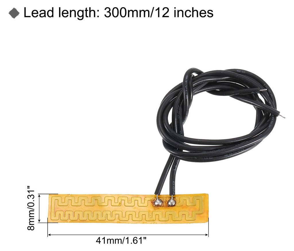 Heizfolie Heizplatte, 2,9W 3,7V Polyimid Heizpad, selbstklebende PI Heizelemente Folie 41mmx8mm Heizstreifen fš¹r konstante Temperatur, Packung m...