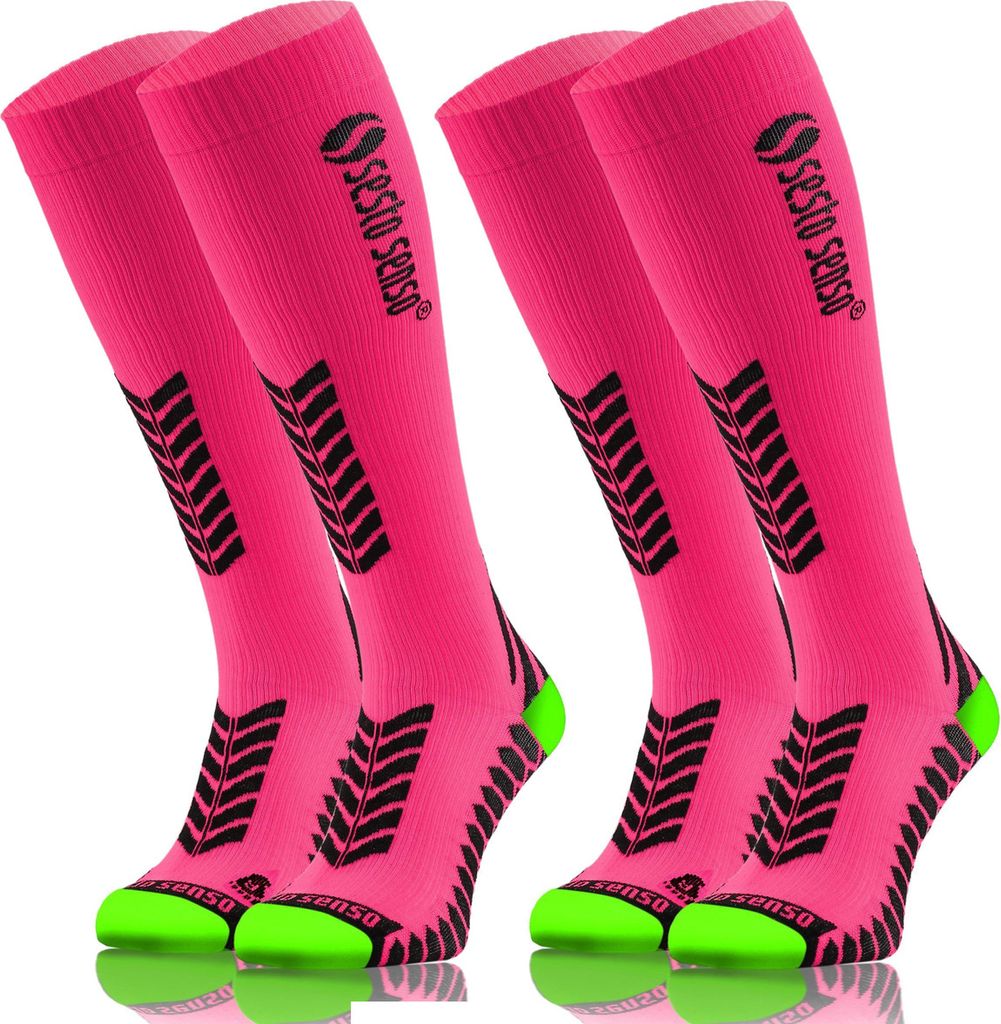 Sesto Senso Kompressions-Kniestrümpfe Laufen – 2er Pack | Blutzirkulation, Stabilität, Regeneration | Anatomisch, nahtlos | Größe 35–46
