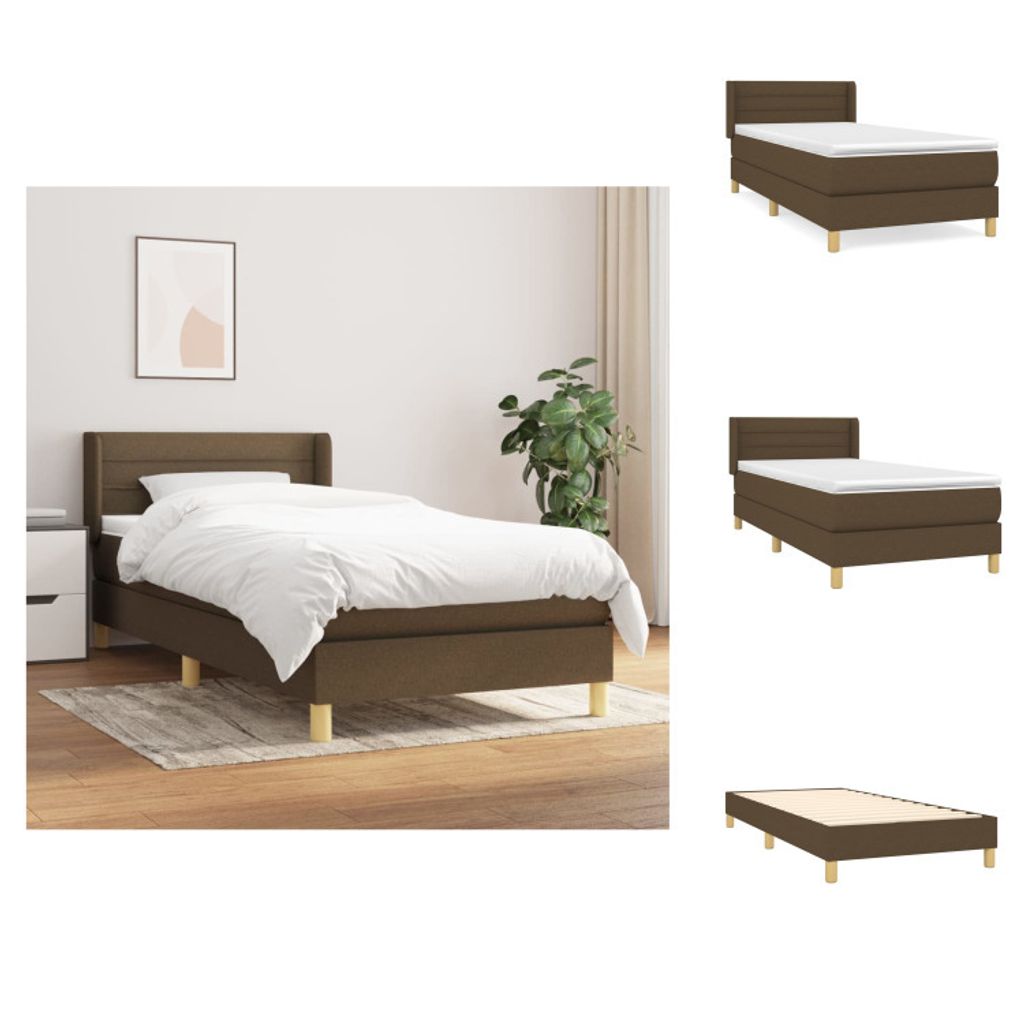 vidaXL Boxspringbett mit Matratze Dunkelbraun 90x200 cm Stoff - Betten & Bettgestelle