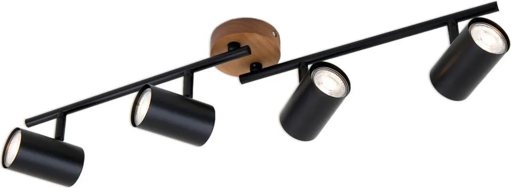 Plafonnier Spot BRILONER MURITZ Noir Métal et Bois 4x GU10 35W IP20