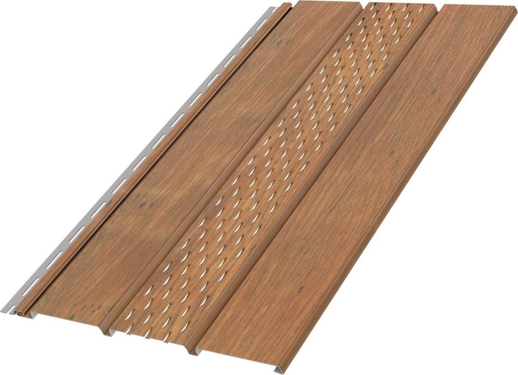 BRYZA Dachuntersichtplatte, perforierter Kunststoff, Länge 3M, Breite 305 mm, Eiche Winchester