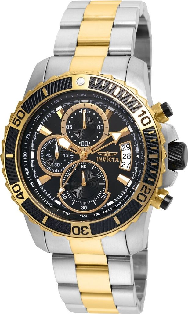 Invicta Pro Diver 22418 Herren uhr - Wasserdicht - Analog - Quarzuhrwerk - Edelstahl mit schwarzen zifferblat - 45mm