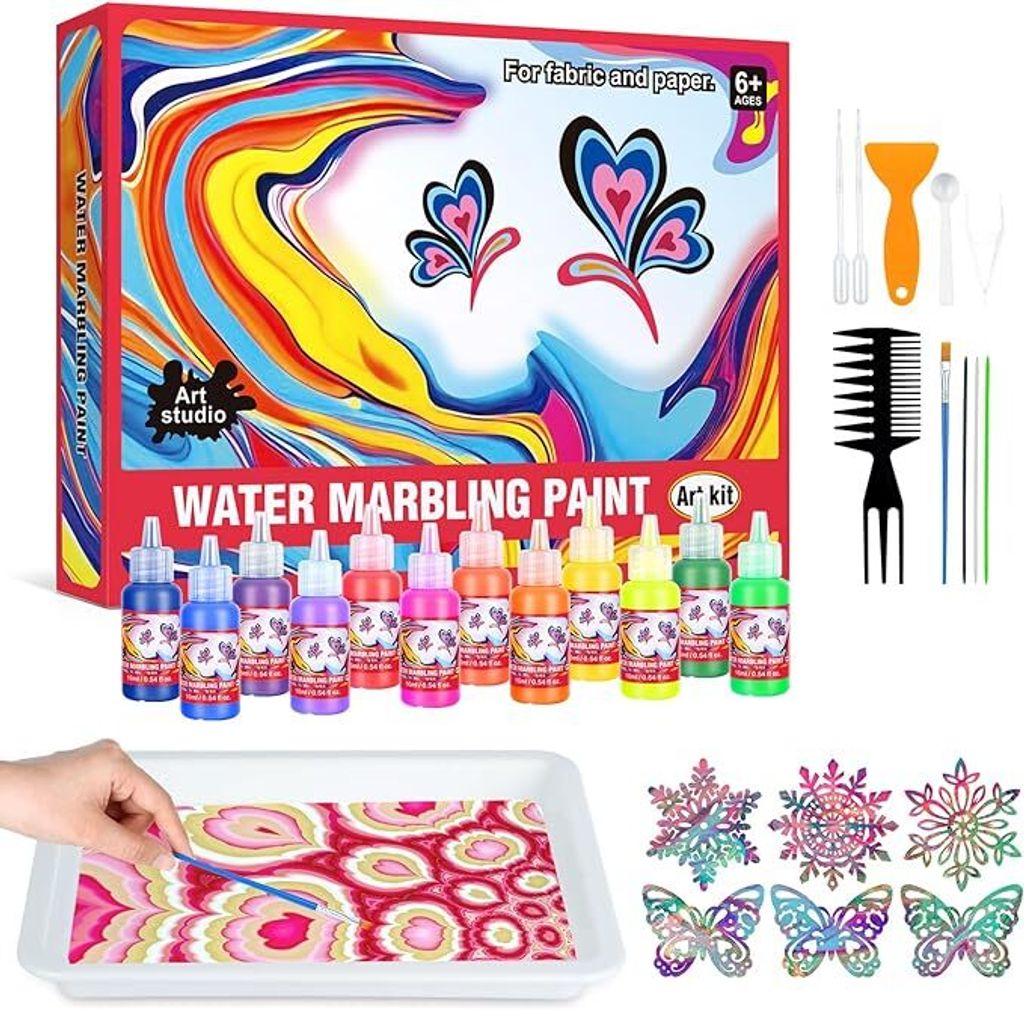 Wasser marmorierfarbe Farbset für Kinder, Malen auf Wasser Kunst-und Bastelbedarf,Malaktivität DIY kreative Kunstpädagogische Spielzeuge