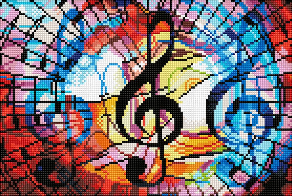 DIAMOND DOTZ Original Diamond Painting Set Bunte Noten "Triple Treble" 40 x 27 cm ab 8 Jahren