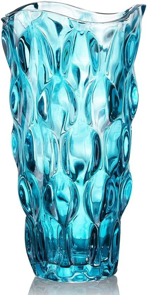 Vase lourd anti-basculement en verre bleu épais de 24 cm pour fleurs