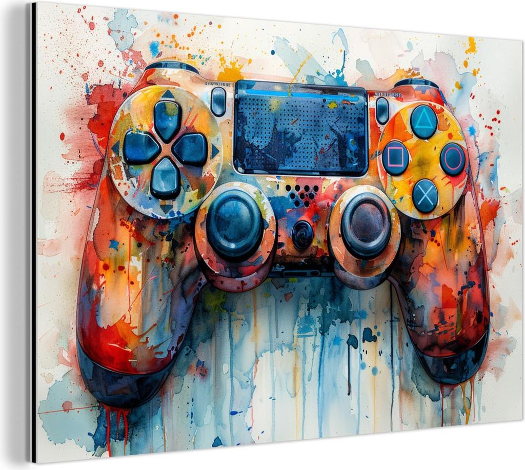 MuchoWow Wanddekoration Metall Metallbild Wandkunst 60x40 cm Kinder- und Jugendzimmer - Spiele - Gamecontroller MuchoWow Aluminium Gemälde - Gemä...
