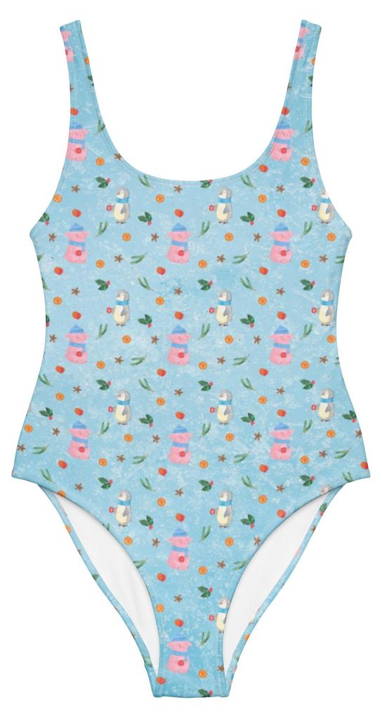 Mr. & Mrs. Panda Swimsuit Schwein Glühwein Größe M - Eisblau - Geschenk, Shape-Badeanzug, Glühschwein, Badeanzug, Bademode, Damen-Einteiler, We...