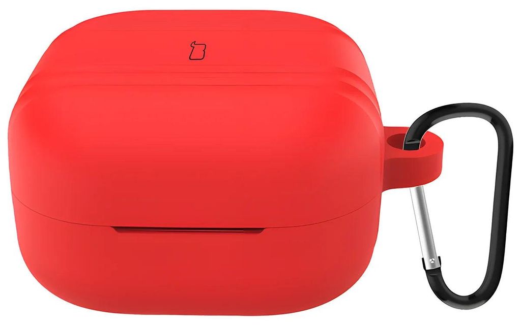 Silikonhülle mit Karabiner für Galaxy Buds 4 / 4 Pro, Bizon Case Headphone Silicone, Rot