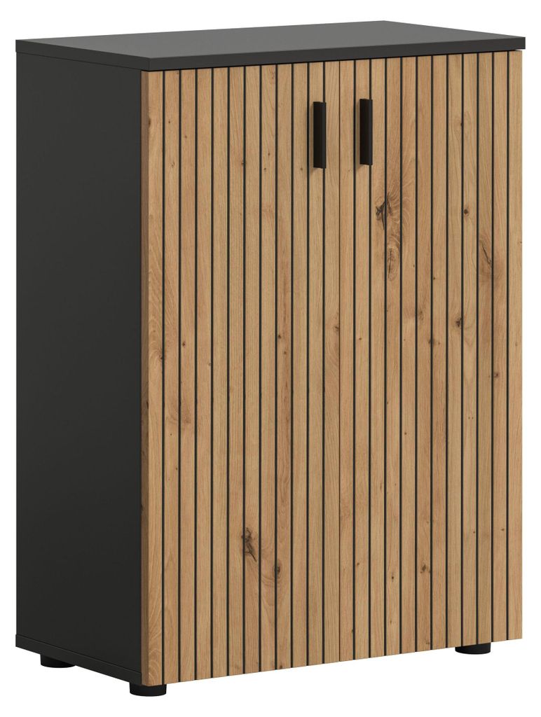 Mone Badschrank 2 Türen Eiche Nachbildung, dunkelgrau. Produktbild 