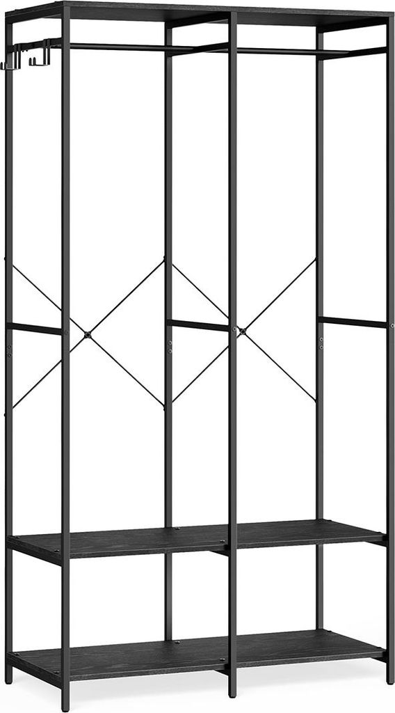 Offener Kleiderschrank mit Kleiderstange, Ebenholzschwarz