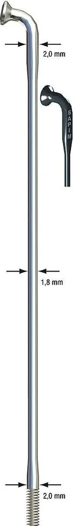 Rayon de Velo 296mm Sapim Race Argent pour Montage Roue Route et VTT