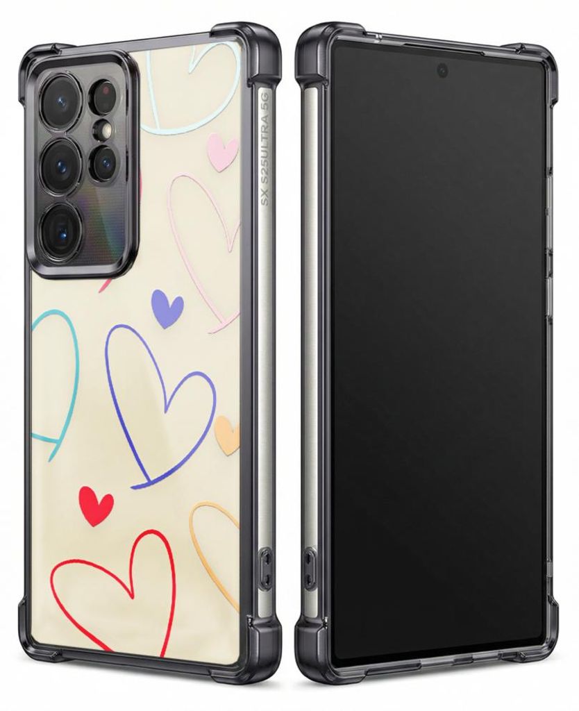 Personalisierte Hülle mit Bild für Samsung Galaxy S23 FE Elektroplattiert TPU Stoßdämpfer Handyhülle mit Buntes Herzmuster-Design