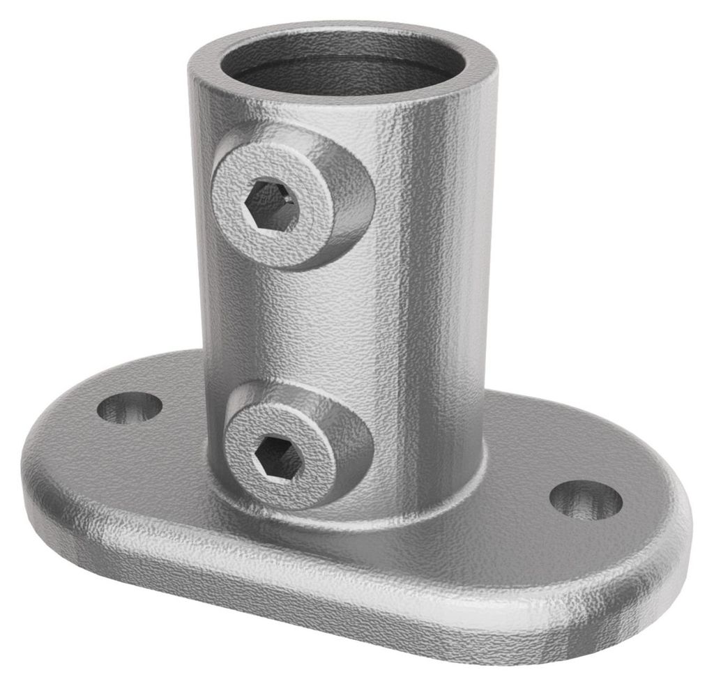 GeZu Impex Rohrverbinder Fußplatte Oval Ø 42 mm Feuerverzinkt Basisflansch