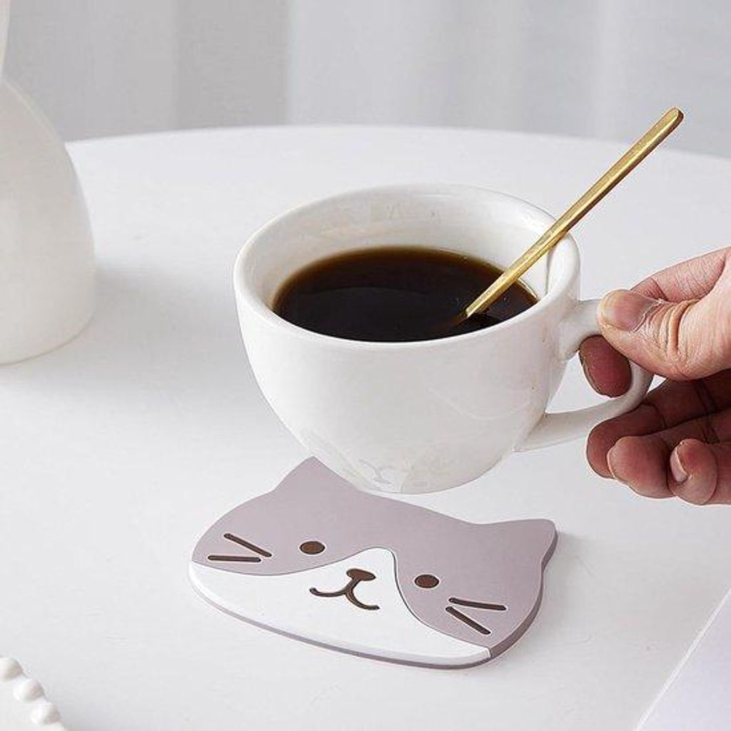 Siliconen onderzetters voor katten - Set van 5 stuks - Antislip en hittebestendig - Meubelbescherming - Keukenaccessoire voor tafel, bureau en kant...
