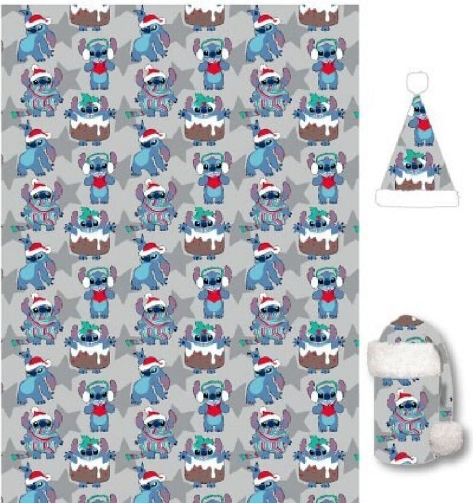 Flanell-Decke 100x140cm + Weihnachtsmütze STITCH