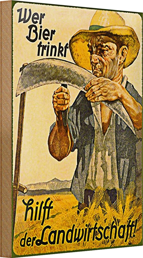Holzschild Spruch 20x30cm wer Bier trinkt Landwitschaft