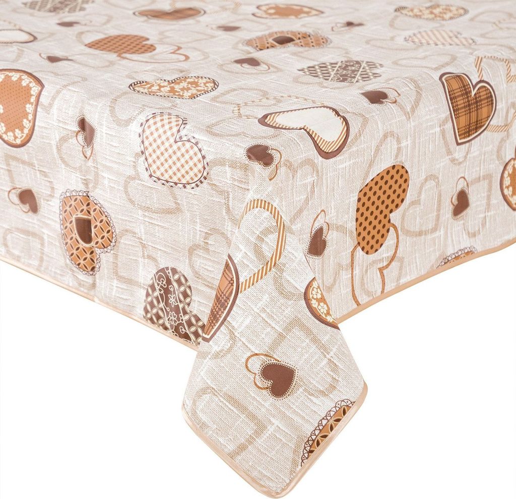 Wachstuch Herzen abwischbar Wachsdecke Wachstischtuch 160 x 220 cm oval