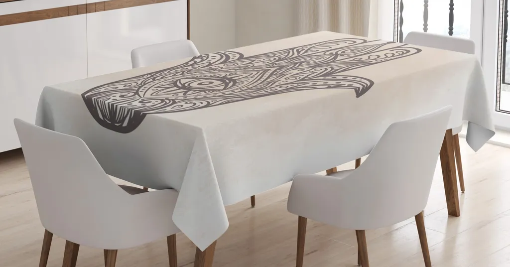 Tovaglia Antimacchia Gerusalemme 140x200 cm - Design Taupe Lavabile