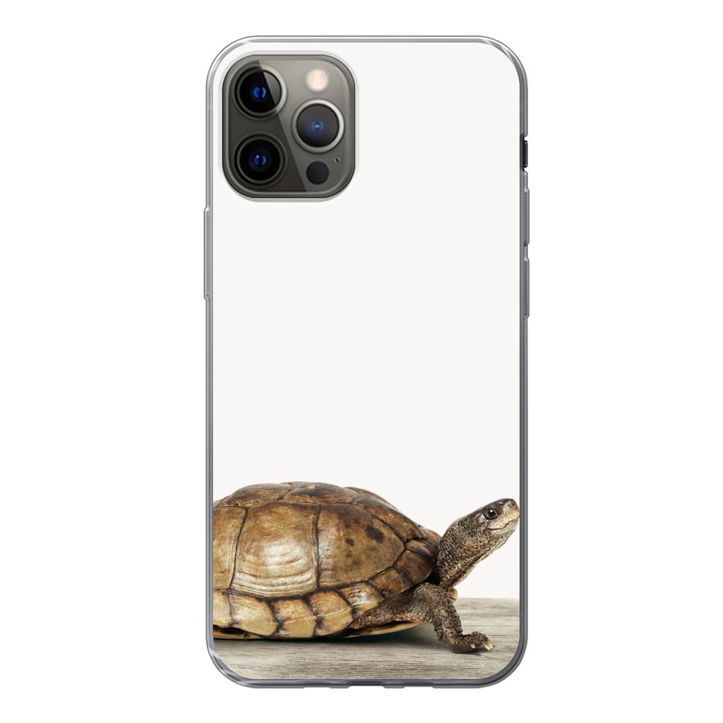 MuchoWow Handyhülle Schutzhülle Hülle für iPhone 12 Pro Schildkröte - Junge - Tiere - Kinder - Mädchen Silikon Softcase Handy Hülle - Abde...