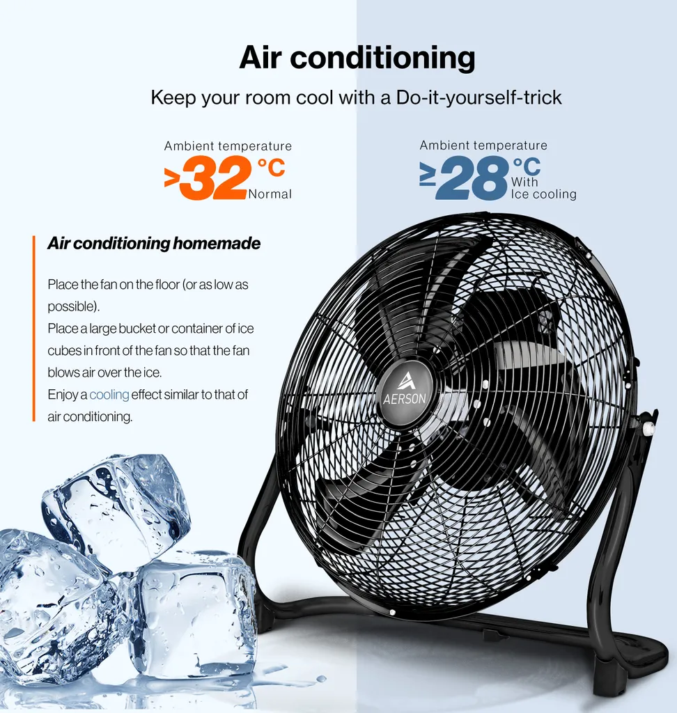 Ventilatore Nero AERSON 75W 40cm | Macchina del Vento per Casa e Ufficio - 3