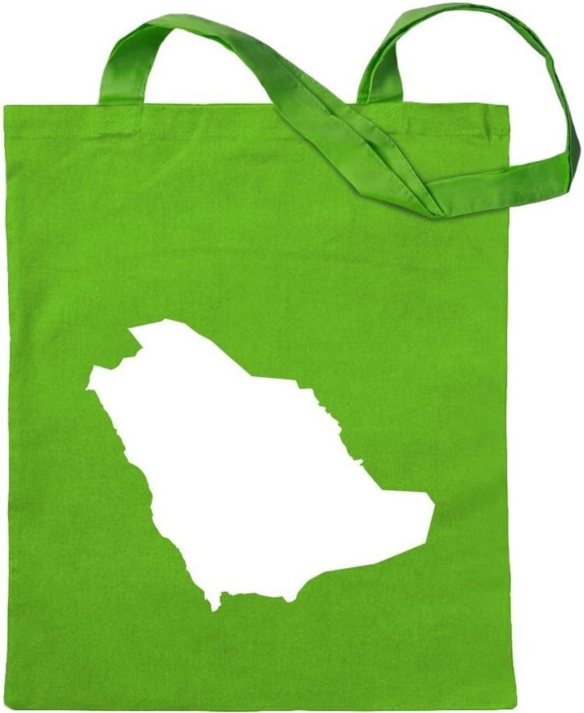 Kiwistar - Baumwolltasche - hellgrün - Saudi-Arabien Umriss Kontur - Tragetasche Stoffbeutel Umhängetasche Langer Henkel
